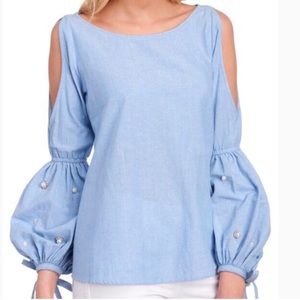 NWT Chambray Pearl Juliette Sleeve Top Small